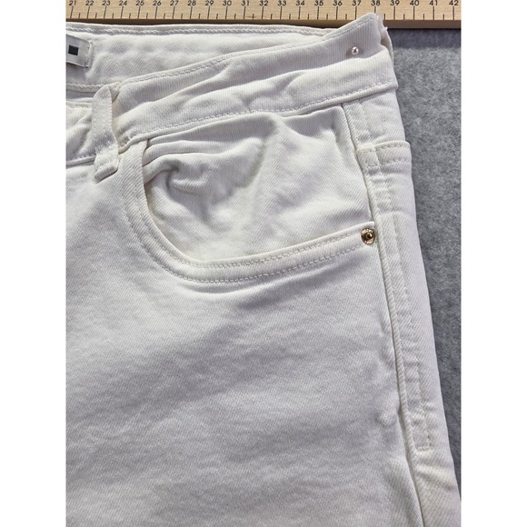 Zara Womens White Wide Leg Frayed Hem Denim Jeans High Rise Size 8 - Picture 6 of 16